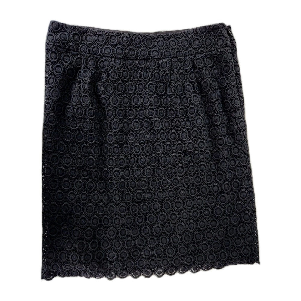 Rebecca Moses Womens 8 Cotton Eyelet Crochet Lace Black Pencil Skirt Lined‎ City